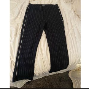 Navy blue Abercrombie straight leg striped trousers